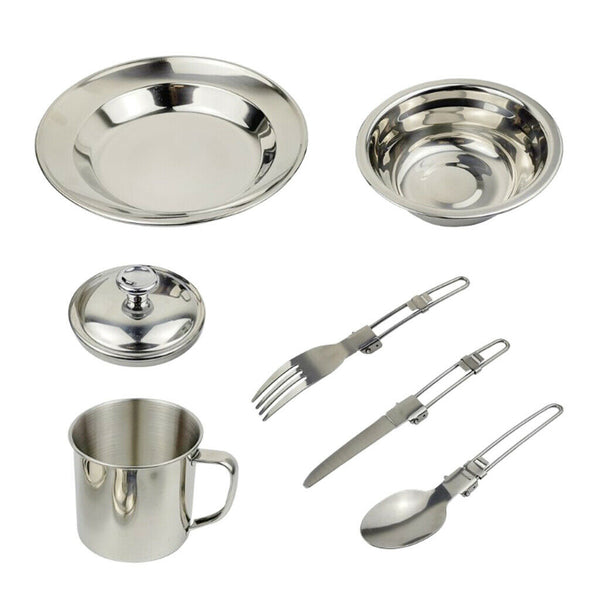 1 Set Portable Tableware With  Fork Spoon Camping BBQ Travel Hiking