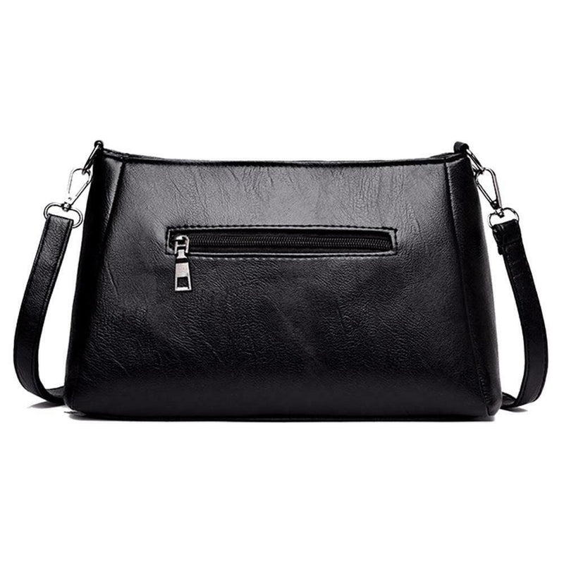 Women Girls Zipper PU Crossbody Messenger Bags Casual Pure Shoulder Handbag