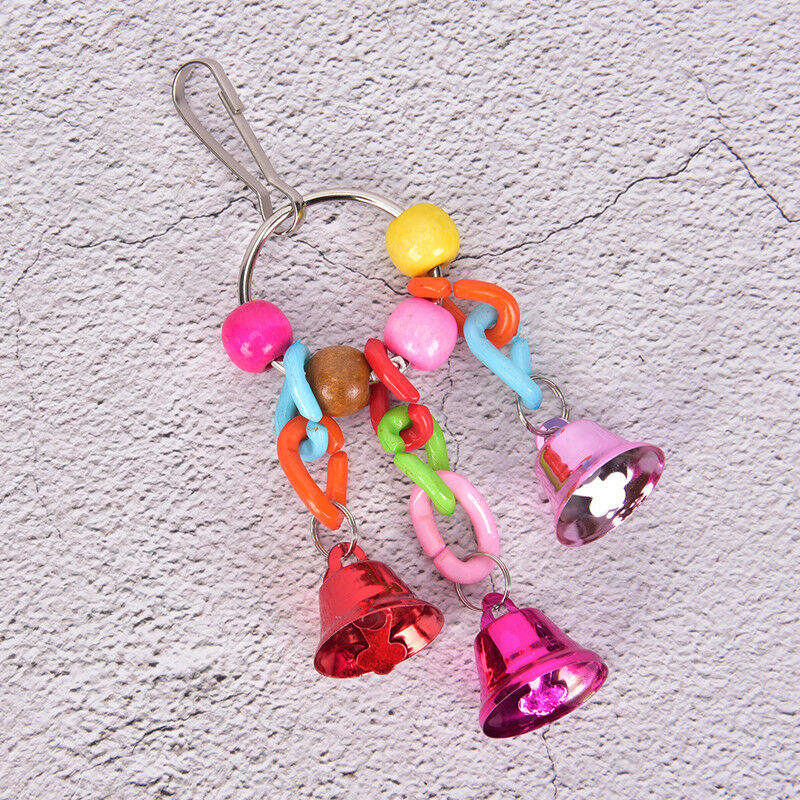 Pet parrot bird climb chew toys bell swing cage hanging cockatiel parakeet JR