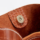 Crocodile Leather Women Shoulder Bag Messenger Bucket Handbag (Light Brown)