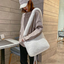 Women Plush Messenger Bag Big Capacity Fluffy Shoulder Handbags (White)