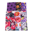 6Pcs 100% Cotton Fabric Pumpkin Skulls Spiders Halloween Decors for DIY Sewing