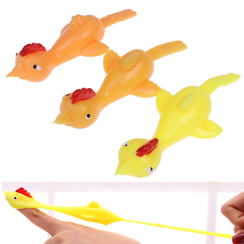 Novelty Funny Sticky Flying Rubber Sling Shot Chicken Flying Finger  OZ