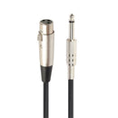 5m XLR 3Pin Female to 1/4" (6.35mm) TS Mono Microphone Cable Shielded Black
