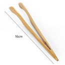 16cm Reusable Bamboo Tongs, Curved Arms, wood color - 10 Pieces - Toast Ton