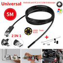 Waterproof 7.0MM Endoscope Lens USB Inspection Camera w/ 6Pcs Adjustable LEDs