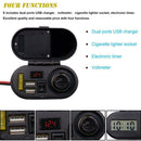 Motorcycle Multifunction USB Phone Charger Adapter w/ Cigarette Lighter