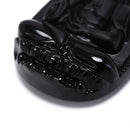 black natural a obsidian carved buddha pendant necklace rope men women gift %x