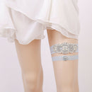 Wedding Garter Rhinestone Beading Lace Flower Blue Sexy Garter 2pcs set for
