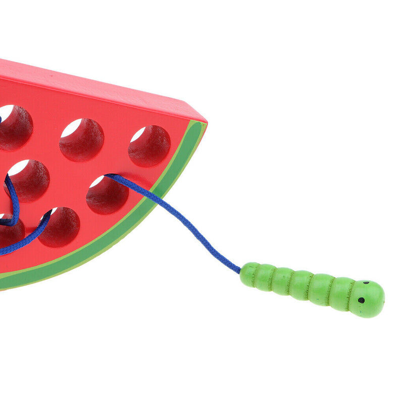 Montessori Wooden Toys Toddlers Travel Lacing Games - Watermelon Fruit , Kids