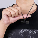 Dumbbell Pendant Bodybuilding Fitness Necklace Small Size Black Crossfit Ba