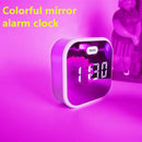 Night Light Alarm Clock, Temperature Led Mirror Clock with Voice Control Me