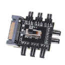 Splitter Cooler Fan Hub Computer SATA 1 to 8 3pin 12V Power Socket PCB AdapterME