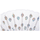 Sequin Flower Detailings White Nylon Hand Folding Fan X6D4
