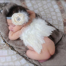 Newborn Baby Girl  Feather Angel Wing +Flower Headband Photography Props Outfits