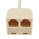 6P4C RJ11 Male to Female Two Way Telephone Splitter Converter Cable W8G7