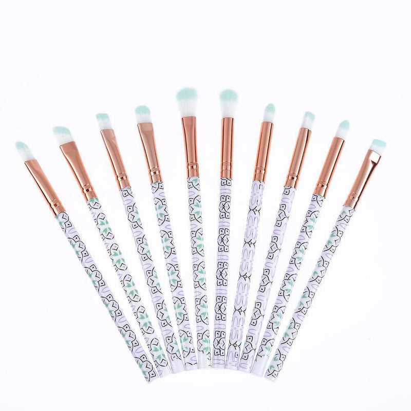 10pcs Makeup Brushes Eye Shadow Foundation Powder Brush Beauty Tool (Green