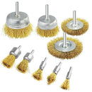 3X(9 Packs Wire Drill Brush Sets,9 Sizes Brass Coated Wire Brush for Rust P