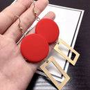 Fashion Diy Wooden Round Earrings Jewelry Long Earrings Geometric Rectangul M3P2