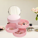 4 Layers Rotatable Jewelry Storage Box Plastic Cosmetic Container (Pink) A