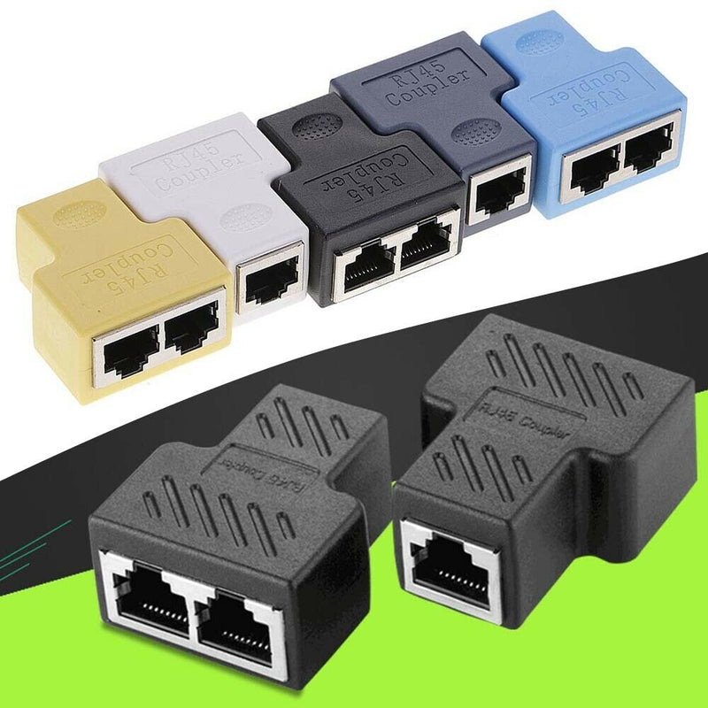 1 to 2 RJ-45 Interface Splitter Extend Connector Ethernet Plug Adapter Portable
