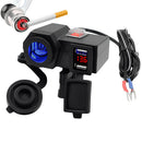 CS-588C1 Motorcycle USB Charger Cigarette Lighter Socket w/Switch Voltmeter