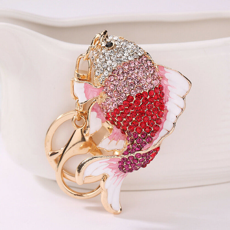 Exquisite Crystal Fish Keychains Holder Goldfish Purse Bag Pendant Keyrings