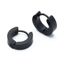 5X(Pair Men's Hoop Huggie Earrings Titanium Steel 4mm x 9mm Black W2H9)