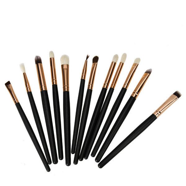 12pcs Professional Eye Makeup Brushes Set Eyeshadow Eyeliner Tool (Black) A#S