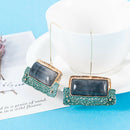 Natural Stone Pendant Statement Dangle Drop Earrings Women's Handmade Jewelry
