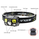 2sets USB Rechargeable Lightweight Motion Sensor 5 Modes LED Headlamp Working
