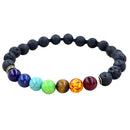 men men's 7 Chakra Healing Balance Beaded Bracelet Lava Yoga Reiki Prayer Stones