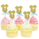 Golden Glitter Gender Reveal Cupcake Toppers, Gender Reveal Baby Shower Par