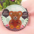 2pcs DIY Full Drill Diamond Painting Cute Bear Leather Wallet Bag Pendants