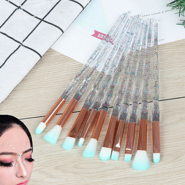 10PCS Diamond Eyeshadow Eyebrow Blending Brush Set Eye Make-up Brush3C