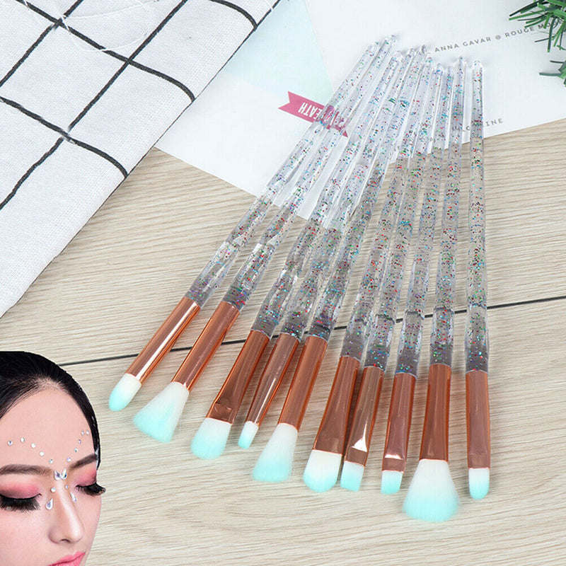 10PCS Diamond Eyeshadow Eyebrow Blending Brush Set Eye Make-up Brush3C