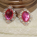 20pcs Red&Rose Red Crystal Rhinestone Button Flatback Costume Decor 25x30mm