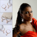 Shell Pendant Hoop Earrings Women Wooden Bead Drop Earrings Jewelry (White) A