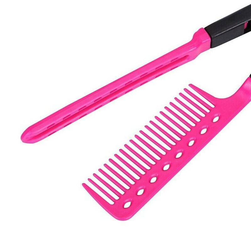 DIY Salon Hairdressing Styling Hair Cutting Straightener V Shape Comb Brush-Tool