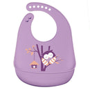 Cartoon Silicone Kids Bib Waterproof Baby Feeding Adjustable Apron (Purple)