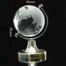 Crystal Glass Frosted World Globe Stand Paperweight Home Desk Wedding Decor Y5K4