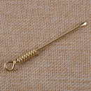 2.9"Small Curio Chinese Bronze Exquisite Stripe Earpick Pendant Statue Curette