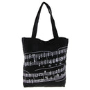 Women Girls Casual Music Notes Tote Shopper Bag Shoulder Handbag Black