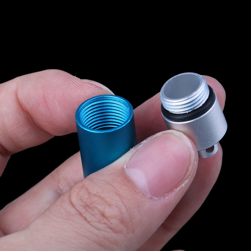 Pill Box Bottle Holder Water Proof Aluminum Container Key chain Medicine Case TO
