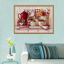 100% Diy 5D Diamond Painting Full Drill Kitchen Red Tablewares Stitch Diamo