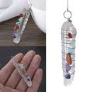 1x Healing Crystal 7 Chakra Stone Wire Wrap Quartz Reiki Pendulum Pendant Gift !