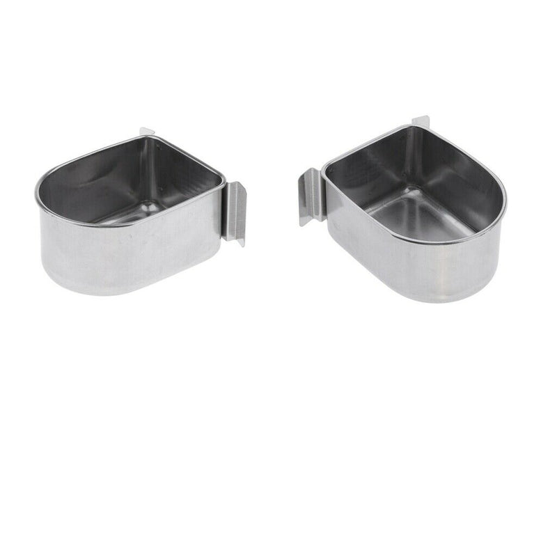 2x Useful Stainless Steel Bird Cages Food Water Feeder Cage Hanging Feeders