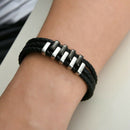 Fashion Simple Men'S Leather Bracelet Multilayer Woven Leather Bracelet Bra
