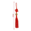 Copper cash detail tassel Chinese knot hanging ornament red 24cm E9T5