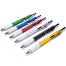 6 in 1 Multi-Function Multi-color Ball-point Pen Level Caliper Screwdriver A+